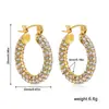 Brincos Argola Exagerados em Aço Inoxidável Torcido Banhados a Ouro 18K, com Pérolas Torcidas e Cravejados com Diamantes, Estilo Europeu e Americano, Transfronteiriços