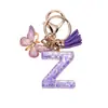 Llavero de Acrílico con Lentejuelas de 26 Letras con Colgante de Borla de Mariposa con Pedrería de Lujo Ligero, Regalo Personalizado para Mejores Amigos y Parejas