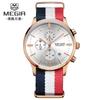 Reloj MEGIR con esfera ultrafina y correa de malla, multifunción, cronógrafo, resistente al agua, luminoso, calendario, venta al por mayor.