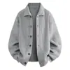 Outono Inverno 2026 Novo Suéter de Malha Simples com Gola Lapela Masculino Tamanho Grande Moda Casual Jaqueta Cardigan Masculina