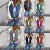 Chaqueta de Mezclilla con Empalme Nueva de Otoño e Invierno 2024 Europea y Americana Transfronteriza Chaqueta Casual de Moda para Hombro y Manga Ropa para Mujer