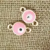 Plástico K Oro Doble Colgante Simple Colgante Redondo Azul Turquesa Godma Ojo del Diablo Conector de Pulsera