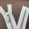 Zíperes Ykk em Estoque, Tamanho 5 Metal, Zíper Fechado de Cobre Branco Níquel, Três Cabeças de Zíper para Escolher, 15-30cm, em Estoque
