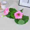 Flor de Lótus Artificial com 7 Cabeças e Folhas de Lótus para Oferenda a Buda, Piscina de Água de Chão para Sala de Estar, Decoração de Palco, Flor de Lótus Artificial Falsa