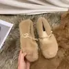 Sapatos de algodão felpudo para outono e inverno, sapatos peludos para mulheres, mocassins maternidade estilo francês suave, sapatos de algodão para uso externo, sapatos Mary Jane rasos estilo noite