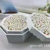 Caja de Almacenamiento Blanca de Madera con Patrón Calado Caja de Almacenamiento Funcional Diaria para el Hogar Caja de Joyería