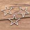 10 Pingentes de Formas Geométricas de Aço Inoxidável de 2 Cores DIY Moldura Abrasiva Estrela de Cinco Pontas Losango Redondo Gota de Água Lua