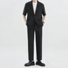Terno masculino casual direto da fábrica, terno de verão, senso de drapeado, manga curta, seda gelo, estilo cozido leve, terno de duas peças masculino