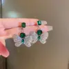 Conjunto de brincos e colar com franja em forma de gota d'água cravejado de diamantes, corrente para clavícula exagerada atmosférica europeia e americana, joias de luxo leve de alta qualidade, atacado