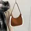 Bolso de Hombro Casual de Moda para Mujer 2025 Invierno Nuevo Retro Gamuza Mate Bolso Tote para el Trabajo y el Trayecto Diario Bolso de Hombro