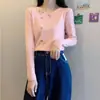 Suéter de punto de manga larga, ajustado, fino y ajustado, estilo occidental, con cuello bajo interior, para mujer, primavera y otoño, otoño e invierno.