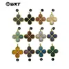 Wt-P2090 Forma de Trébol de Cuatro Hojas de la Suerte Colgante de Piedra Natural Chapado en Oro de 18 Quilates Pendientes para Niñas Accesorios Semi-Terminados