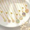 Nuevo collar Meizu de tres secciones con estrella de ocho puntas y goteo de aceite de circón con colgante de calabaza geométrica, joyería de cadena para clavícula de acero de titanio de nicho