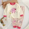 2026 Conjunto de Ropa Interior para Niños Algodón Puro Ropa de Otoño para Niños Niñas Bebés Top de Otoño Pantalones de Otoño Pijama Ropa para Casa Jacquard Dibujos Animados