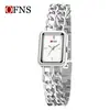 Nuevo Reloj Cuadrado Ofns para Mujer, Elegante Reloj de Pulsera de Lujo Ligero Estilo Chanel, Reloj de Cuarzo Negro Dorado con Diseño Hueco y Correa Simple