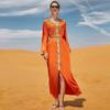 Pedir Vestido de Mujer Ba7052 Naranja de Alta Resistencia Cosido a Mano con Pedrería, Vestido de Fiesta Estilo Palacio, Vestido Largo