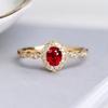 Celebridad de Internet Venta en Vivo Anillo Seiko con Incrustaciones de Imitación Rubí Natural para Mujer Abierto Ajustable Retro Elegante Exquisito
