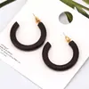 Pendientes Coreanos Personalizados de Dongdaemun, Pendientes Huecos de Madera Ovalados con Forma de Gota de Agua Retro, Pendientes Simples y Elegantes para Mujer