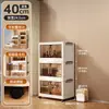 Armario de Almacenamiento Plegable sin Instalación para el Hogar Caja de Almacenamiento Multifuncional Armario de Almacenamiento Transparente Armario de Almacenamiento de Múltiples Niveles con Doble Puerta