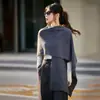 Estilo Nuevo de Otoño 100% Lana Pura Chal Prendas Exteriores para Mujer Patrón Suelto Cardigan de Punto Blusa Capa Bufanda