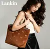 Nuevo Bolso de Hombro de Pana con Lazo Estampado de Corazones Moda Tendencia Casual Elegante para Viajes Diarios Gran Capacidad
