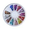 Decorações de Unhas Mais Vendidas na Amazon 12 Compartimentos Prato Redondo Brocas Mistas para Nail Art Strass Coloridos de Fundo Plano Adesivos Irregulares