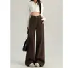 Jeans de Pierna Ancha de Alto Nivel, Color Café Caído, para Mujer, Tendencia Otoño/Invierno 2025, Pantalones Rectos Sueltos de Cintura Alta Nuevos para Mujer