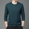 Nova Blusa de Moletom Masculina de Manga Longa 2024 Casual Versátil Moda Masculina Camiseta Gola Redonda Manga Longa Top Camisa Básica Masculina