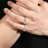 Anillo de Moda Dinámico con Letra Corazón de Moissanita Chapado en Oro de 14K para Mujer, Anillo de Lujo Ligero de Gama Alta, Venta Directa al por Mayor Transfronteriza