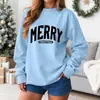 Moletons Quentes Femininos Moletons de Natal com Estampa Pequena para Senhoras Gola Redonda Manga Longa Sem Capuz Moletons Casuais Femininos