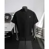 Camiseta de verano para hombre estilo americano de alta calle, manga corta, hombro deconstruido 3D, hombro recto resistente, con bordado cleanfit
