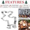 Juego de Cortadores de Galletas Navideñas 4 Piezas Adecuado para Hornear Forma de Árbol de Navidad Reno Cabeza de Reno y Enano