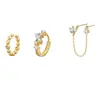 Nuevos Pendientes de Oro de 14K con Incrustaciones de Cobre y Circonita de Amazon Set Individual para una Oreja Hebillas de Oreja de Cobre Joyería de Oreja de Moda para Mujeres