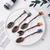 Cuchara de Piedra Bruta de Cristal Natural Cuchara Mezcladora Tallada Vintage Accesorios para Juego de Té Cuchara de Postre Artesanías de Cristal Venta al por Mayor