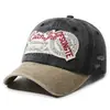 Gorra de béisbol bordada con efecto vintage lavado y desgastado, transfronteriza, para hombre y mujer, gorra con visera para proteger del sol en exteriores, sombrero de moda de estilo americano con bloques de color