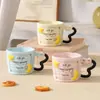 Taza de cerámica de cachorro lindo con tapa y cuchara, regalo de cumpleaños para niños, niñas, parejas, taza de desayuno al por mayor