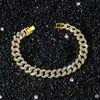 Colar masculino com corrente de diamante clássico de 10 mm de largura, costurado em forma de diamante, estilo hip hop europeu e americano