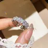 Anel Oval Zircônia Estilo Francês com Toque de Luxo Discreto, Anel para Dedo Indicador Estilo Ins Coreano, Joia Versátil de Luxo Leve para Mulheres