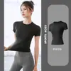 Top deportivo de moda para mujer, corte ajustado, camiseta de manga corta para gimnasio, running, yoga y uso casual
