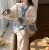 Pijama de Terciopelo Coral para Mujer en Otoño e Invierno Nuevo Estilo Forrado de Felpa Engrosado Cálido Dulce Franela Se Puede Usar Fuera de Casa Conjunto de Ropa para el Hogar