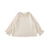 Wulibu Camisa Dulce y Linda de Encaje con Solapa para Niñas Otoño Nueva para Niños Estilo Coreano Encaje Camisa Casual Moderna