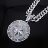 Nuevo Collar Colgante de Brújula de Diamante Tridimensional Hip-Hop para Hombre Dominante Moderno Cadena Cubana Hip-Hop Accesorios