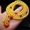 Pulseira de âmbar otimizada, colar budista de 108 contas, pulseira de âmbar de múltiplas voltas, corrente de mão de âmbar, corrente para suéter, âmbar russo