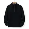 Suéter cárdigan con media cremallera para hombre, nuevo estilo perezoso de moda Otoño e Invierno, chaqueta de punto holgada de cuello alto para hombre