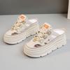 W3650 Nuevo Medio Falda Mujer Verano 2024 Corte Alto Elevador Zapatos Blancos de Suela Gruesa Zapatos Casuales Sandalias de Mujer Transpirables