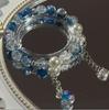 Popular Pulsera Serie Azul con un Fresco Estilo Oceánico, Versátil y Elegante Pulsera Estilo Palacio Cola de Pez Cadena de Cuentas Regalo para Estudiantes