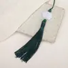 Franja de Borla de Lótus de Jade Branco Ornamento Decoração Pendente de Leque Antigo Acessório de Borla Pendente Lanterna Hanfu Acessório Decoração