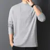 Nova Camiseta Térmica de Manga Longa com Gola Alta Meia-Boca Pesada 2025 para Homens, Slim-Fit 100% Algodão Camada Base Top Interno Tendência