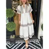 Vestido Verano 2026 Aliexpress Transfronterizo Nuevo Vestido Estampado Holgado Moda Europea y Americana Vestido Plisado de Cuello en V