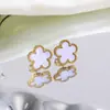 Conjunto de joias de aço inoxidável trevo de cinco folhas, pulseira, colar e brinco simples e estilosos de flor de cinco folhas, joias que não desbotam
